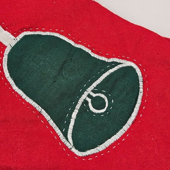 American Pacific Stocking Red Green Trim Bells White Bows Vintage Christmas - Picture 4 of 9
